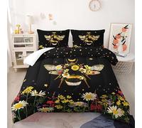 Couette 230X260 Fleur d'abeille Couette Chaude, Édredon 200Gsm pour 4 Saisons, Couette Imprimée 220X240 en Microfibre pour Hiver Et Automne, Hypoallergénique, Couette Lestée