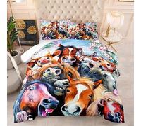 Couette 230X260 Le Cheval Couette Chaude, Édredon 200Gsm pour 4 Saisons, Couette Imprimée 220X240 en Microfibre pour Hiver Et Automne, Hypoallergénique, Couette Lestée