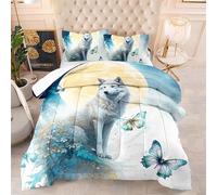 Couette 230X260 Le Loup Couette Chaude, Édredon 200Gsm pour 4 Saisons, Couette Imprimée 220X240 en Microfibre pour Hiver Et Automne, Hypoallergénique, Couette Lestée