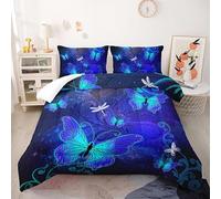 Couette 230X260 Le Papillon Bleu Couette Chaude, Édredon 200Gsm pour 4 Saisons, Couette Imprimée 220X240 en Microfibre pour Hiver Et Automne, Hypoallergénique, Couette Lestée