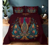 Couette 240 x 220 cm, 3 Pièces - Ensemble de Linge de Lit Luxe Et Raffinement, Couette Animaux Joyaux De Paon Fleurs Couverture Respirante et Super Douce pour 4 Saisons avec 2 Taies d'oreiller