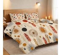 Couette 240 x 220 cm Plumes Géométriques Bohèmes - Imprimée Réversible, Couette 4 Saisons Sud-Ouest Américain Lavable 2 Personnes, Édredon sans Housse Super Doux avec 2 Taies d'oreiller 65 x 65 cm