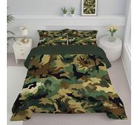 Couette 240X220Cm - Couette Imprimée Écusson Irrégulier - Couettes 4 Saisons Motif Camouflage Militaire - Couettes Réversible 2 Personnes Édredon Lavable Et Taies D'Oreiller 65X65 - Vert Foncé