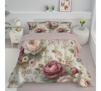 Couette 240X220Cm - Couette Imprimée Roses Élégantes Motifs Pivoines - Couettes 4 Saisons Motifs Floraux Romantiques Et Réalistes - Couettes Réversible 2 Personnes Et Taies D'Oreiller 65X65 - Rose