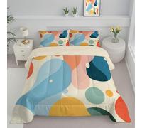 Couette 240X220Cm Géométrique Abstrait Couette Réversible 4 Saisons Décorer Art Médiéval Beige Edredon Legere, Edredon sans Houss Douce Microfibre avec Taies d'oreiller