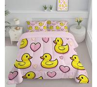 Couette 240x260 Chaude Cœur de Canard Jaune Couette sans Housse Lavable Adulte Rose 2 Personne Édredon Chaude, Décoration - Edredon Microfibre Douce, 2 Taies d'oreiller 65x65 YUa846