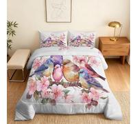 Couette 240x260 Chaude Petit Oiseau Couette sans Housse Lavable Adulte Vert foncé 2 Personne Édredon Chaude, Décoration - Edredon Microfibre Douce, 2 Taies d'oreiller 65x65 YUf1434