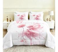 Couette 240x260 Motif Fée Fleurs Rose Enfants Filles Couette sans Housse, Edredon Legere Microfibre Douce 4 Saisons pour Lit 2 Personnes, 2 Taies d'oreiller 65x65, Lavable en Machine, rO-98M