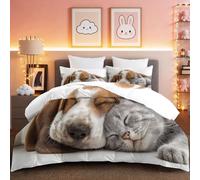 Couette 260 x 240cm Couette Réversible Lit Animaux de Compagnie Simples Animaux Toucher Plume Duvet Microfiber Édredon Chaude Légere Qualité Tempérée Brun