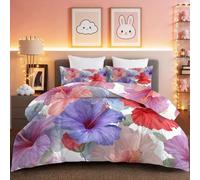 Couette 260 x 240cm Couette Réversible Lit Dégradé d'hibiscus Frais Toucher Plume Duvet Microfiber Édredon Chaude Légere Qualité Tempérée Couleur