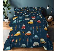Couette 260 x 240cm Couette Réversible Lit Dessins animés Voitures Amusant pour Les Enfants Toucher Plume Duvet Microfiber Édredon Chaude Légere Qualité Tempérée Couleur