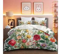 Couette 260 x 240cm Couette Réversible Lit Fleurs de Campagne Tournesols Toucher Plume Duvet Microfiber Édredon Chaude Légere Qualité Tempérée Rouge