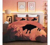 Couette 260 x 240cm Couette Réversible Lit Silhouette de la tauromachie Occidentale Toucher Plume Duvet Microfiber Édredon Chaude Légere Qualité Tempérée Rouge