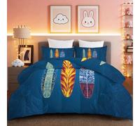 Couette 260 x 240cm Couette Réversible Lit Vacances Tropicales sur Le Surf Toucher Plume Duvet Microfiber Édredon Chaude Légere Qualité Tempérée Bleu