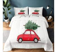 Couette 260 x 240cm Couette Réversible Lit Voitures de Noël Vacances Toucher Plume Duvet Microfiber Édredon Chaude Légere Qualité Tempérée Rouge