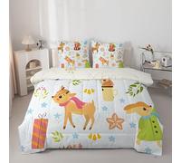 Couette 260x240 cm Cerf Sika - Couette Imprimée éToiles 4 Saisons en Microfibre Duvet 240x260 Legere et Chaud, Edredon Blanc pour Lit 2 Personnes avec 2 Taies d'oreiller 65x65 cm