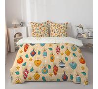 Couette 260x240 cm DéCorations de NoëL - Imprimée éToiles 4 Saisons en Microfibre Duvet 240x260 Legere et Chaud, Edredon Beige pour Lit 2 Personnes avec 2 Taies d'oreiller 65x65 cm
