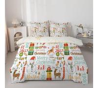 Couette 260x240 cm éLan Bonhomme de Neige - Couette Imprimée NoëL Cadeaux 4 Saisons en Microfibre Duvet 240x260 Legere et Chaud, Edredon Blanc pour Lit 2 Personnes avec 2 Taies d'oreiller 65x65 cm
