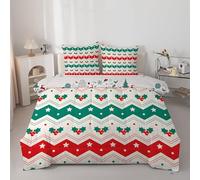 Couette 260x240 cm Fruits Rouges - Couette Imprimée Rayures 4 Saisons en Microfibre Duvet 240x260 Legere et Chaud, Edredon Coloré pour Lit 2 Personnes avec 2 Taies d'oreiller 65x65 cm