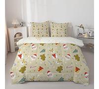 Couette 260x240 cm PèRe NoëL - Couette Imprimée Wapiti 4 Saisons en Microfibre Duvet 240x260 Legere et Chaud, Edredon CrèMe pour Lit 2 Personnes avec 2 Taies d'oreiller 65x65 cm