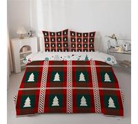 Couette 260x240 cm Rayures éCossaises - Couette Imprimée éCureuil 4 Saisons en Microfibre Duvet 240x260 Legere et Chaud, Edredon Rouge pour Lit 2 Personnes avec 2 Taies d'oreiller 65x65 cm