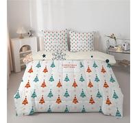 Couette 260x240 cm Sapin de NoëL - Couette Imprimée Flocons de Neige 4 Saisons en Microfibre Duvet 240x260 Legere et Chaud, Edredon Blanc pour Lit 2 Personnes avec 2 Taies d'oreiller 65x65 cm