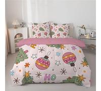 Couette 260x240 cm Sapin de NoëL - Couette Imprimée LumièRes 4 Saisons en Microfibre Duvet 240x260 Legere et Chaud, Edredon Rose pour Lit 2 Personnes avec 2 Taies d'oreiller 65x65 cm