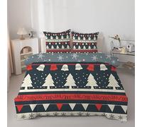 Couette 260x240 cm Sapin de NoëL - Couette Imprimée Rayures 4 Saisons en Microfibre Duvet 240x260 Legere et Chaud, Edredon Gris pour Lit 2 Personnes avec 2 Taies d'oreiller 65x65 cm