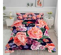 Couette 260x240 Rose Couette 4 Saisons Couette été 240x260 - Couette Imprimée 240x260 avec Motif de Fleurs Couette sans Housse - Lavable en Machine Couette et 2 Taie d'oreiller