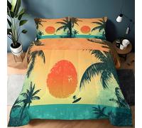 Couette 260x240 Style Coucher de Soleil Tropical Edredon 260x240 Vacances D'Été Couette pour 2 Personnes, Microfibre Soft Couettes 4 Saisons avec 2 Taie d'oreiller 65x65, Couettes sans Housse L738