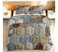Couette 4 Saisons 200x220 Carrelage Hexagonal Nid Abeille, Couette sans Housse Lavable pour lit 2 Personnes - Respirante Couverture Quilting d'Réversible Abstrait Géométrique pour Adultes