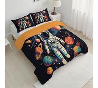 Couette 4 Saisons 264x228 cm Coloré, Couette Imprimée Astronautes Planètes pour lit 2 Personnes, Couettes Réversible Espace Style Fantastique sans Housse, Couettes Lavable en Machine Légère 200GSM