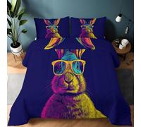 Couette 4 Saisons Avec Housse De Couette 3 Pièces 135 x 200 cm Motif Lapin Coloré Dessin Animé Édredon Doux En Microfibre, Pour L’Hiver Et L’Été, Pour Adultes, Enfants Et Personnes Allergiques, Violet