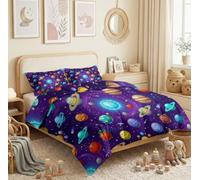 Couette 4 Saisons sans Housse Planète, Étoile, Météore 260 x 240cm | Couette Douce Et Moelleuse, Paysage inspiré de la nature Idéale Comme Couette Toutes Saisons Pour Une Respirabilité Violet