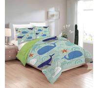 Couette 90x190 Enfant, Baleine pour Enfants - Couette Imprimée Tempérée 4 Saisons Réversible Légère, sans Housse Décoration de Chambre d'enfant - Edredon Duvet 1 Personne avec 2 Taies d'oreiller C168