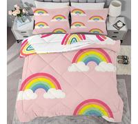 Couette 90x190 Enfant, Garçons, filles et adolescents - Couette Imprimée Tempérée 4 Saisons Réversible Légère, Sans Housse Arc-en-ciel aux mille couleurs Edredon 1 Personne avec 2 Taies d'Oreiller G3