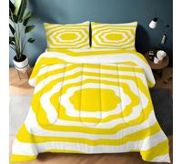 Couette 90x190 Enfant Motif annulaire Couette sans Housse Lavable Jaune 1 Personne Imprimée Édredon Chaude, Décoration - Edredon Microfibre Douce, 2 Taies d'oreiller 65x65 YUb698