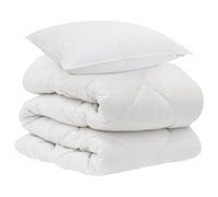 Couette avec oreiller 2 pièces blanche microfibre 200 x 135 cm | Parure de lit 2 pièces, matelassée en boîte, lavable en machine, utilisation intérieure, 450 g/m²