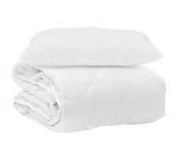 Couette avec oreiller 2 pièces blanche microfibre 200 x 135 cm | Parure de lit complète, respirante, lavable à 30 °C, design minimaliste, élégant