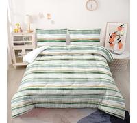 Couette Bandes Jaunes Vertes Couette Enfant Adultes Polyester Doux Respirable Confort Tout au Long de L'année avec Taie d'oreiller 50x75 cm Lavable Lit 2 Personnes 228x228 cm