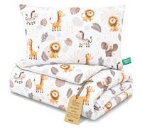 Couette bébé sans housse coton Set oreiller pour lit maternelle crèche | 100x135 cm parure couverture pour enfant crèche toutes saisons garnissage léger doux Oeko Tex Animaux de safari