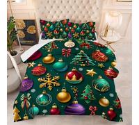 Couette Boule d'or Vert Couette Enfant Adultes Polyester Doux Respirable Confort Tout au Long de L'année avec Taie d'oreiller 50x75 cm Lavable Lit 2 Personnes 228x228 cm