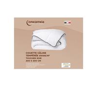 Couette câline toucher soie 200 x 200 cm - 250 g/m² - blanc biais gris - biesya