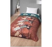 Couette chaude 140 x 200 cm 1 personne - Microfibre 450 g/m², motif Végétal Ébène - Fabrication française MORTREUX