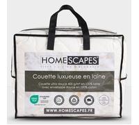 HOMESCAPES Couette Chaude en Laine Naturelle thermorégulatrice et Anti acarien, Couette 150x200 cm, Automne/Hiver - Certifié Oeko-Tex Standard 100
