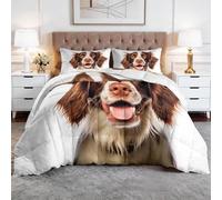 Couette Couvre-Lit Matelassé Animaux de Compagnie 200x200 cm, Minimaliste Moderne Animaux Chien Courtepointe Réversible Blanc Parure de Lit - Conditionné Courtepointe Édredon Douce et Respirante