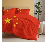 Couette De Drapeau De La République Populaire De Chine Sans Housse 200x200cm | Couette 4 Saisons Esprit Fier Pour Lit 2 Personnes Réversible Sans Housse Lavable En Machine Légère Taies D'oreiller