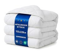 Couette d'été, 155 x 220 cm, légère, convient aux personnes allergiques, hypoallergénique, blanche