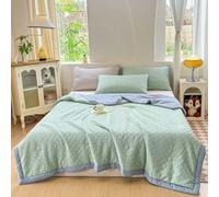 Couette D'été 2/1 Personnes Couverture D'été Fraîche Coton Lavé Dessus De Lit Matelassé En Microfibre Courtepointe Fine, Douce Et Confortable, Légère Et Respirante, Lavable En Machine(F,150*200cm)