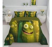 Couette D'Ete 240X220Cm Imprimé Cornichons De Dessin Animé Legere Edredon, Couette En Microfibre Botanique Amusant Edredon, Douce Couverture, Légère Respirante, Lavable En Machine, Jaune-Vert